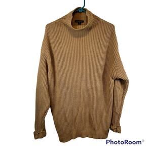 American Eagle Oversized Fit Camel Tan Mock Neck Cable Knit Sweater Size XS/S